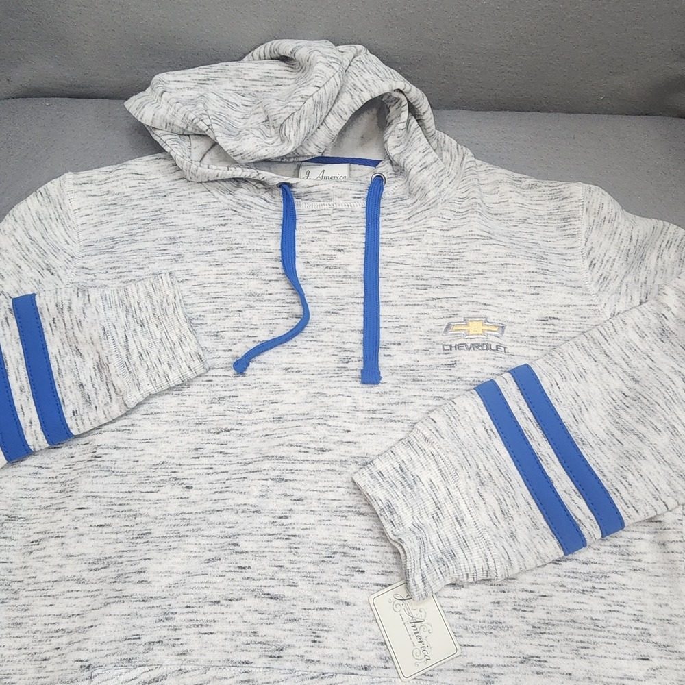 J. America Chevrolet Hoodie Grey Blue Space Dye GM Licensed Women XXL NEW